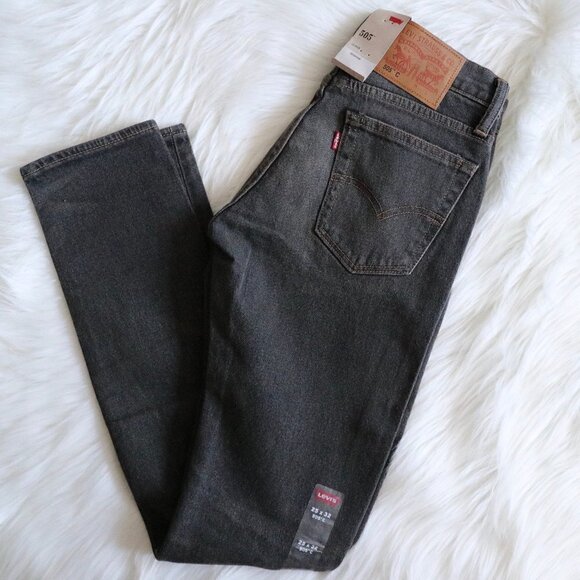 NWT Levi’s 505C Grey Jeans Ripped Straight Leg Distressed Denim Size 25 - Picture 3 of 7